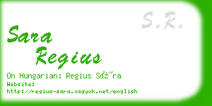 sara regius business card